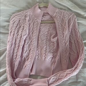 SKIMS Soft Pink Cable Knit Cardigan
